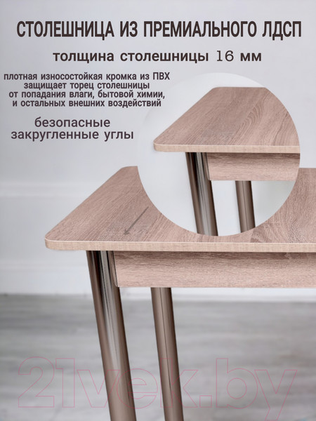 Изображение товара Обеденный стол СВД Юнио 110x70 / 010.Д2.Х (дуб сонома)