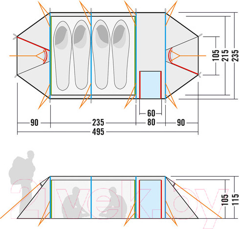 Изображение товара Палатка Tatonka Alaska 4 PU / 2459.333 (светло-оливковый)