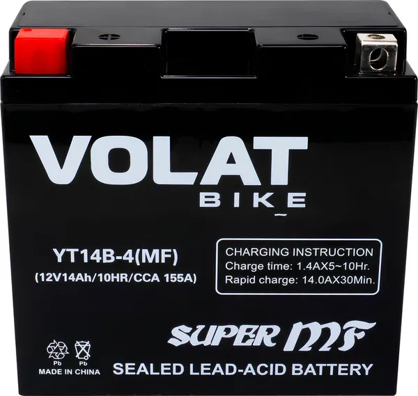 Изображение товара Мотоаккумулятор VOLAT YT14B-4 MF L+ (14 А/ч)
