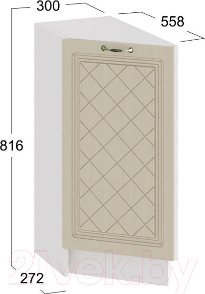 Изображение товара Шкаф-стол кухонный ТриЯ Бьянка 1Н3Т (белый/дуб ваниль)