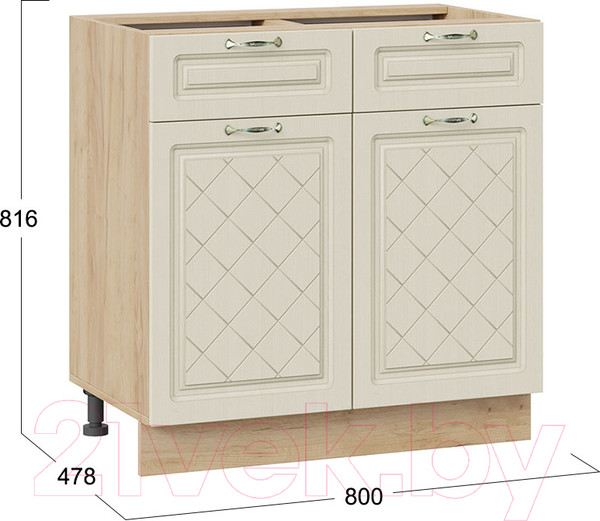 Изображение товара Шкаф-стол кухонный ТриЯ Бьянка 1Н8Я1 (дуб крафт золотой/дуб ваниль)