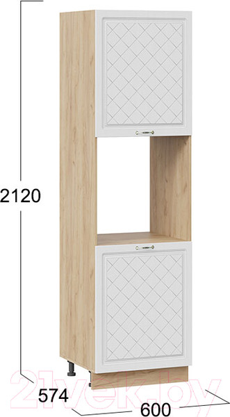 Изображение товара Шкаф-пенал кухонный ТриЯ Бьянка 1П6 (дуб крафт золотой/дуб белый)