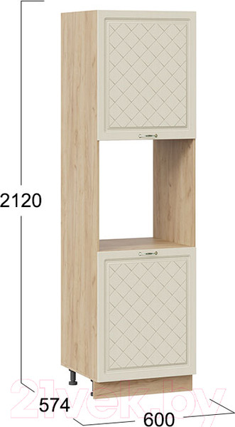 Изображение товара Шкаф-пенал кухонный ТриЯ Бьянка 1П6 (дуб крафт золотой/дуб ваниль)