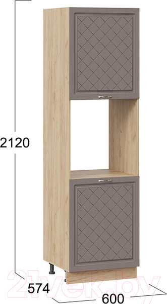 Изображение товара Шкаф-пенал кухонный ТриЯ Бьянка 1П6 (дуб крафт золотой/дуб серый)