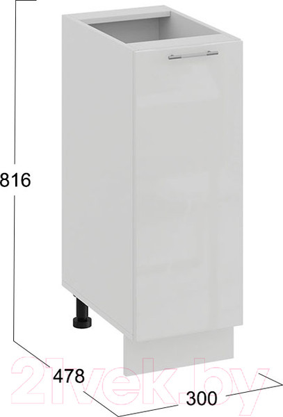 Изображение товара Шкаф-стол кухонный ТриЯ Весна 1Н3 (белый/белый глянец)