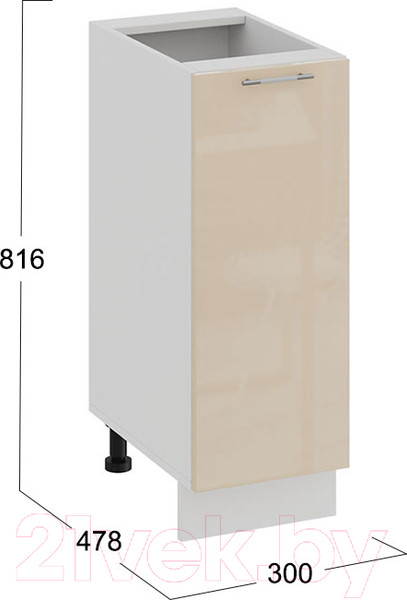 Изображение товара Шкаф-стол кухонный ТриЯ Весна 1Н3 (белый/ваниль глянец)