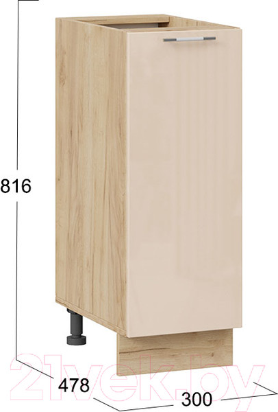 Изображение товара Шкаф-стол кухонный ТриЯ Весна 1Н3 (дуб крафт золотой/ваниль глянец)