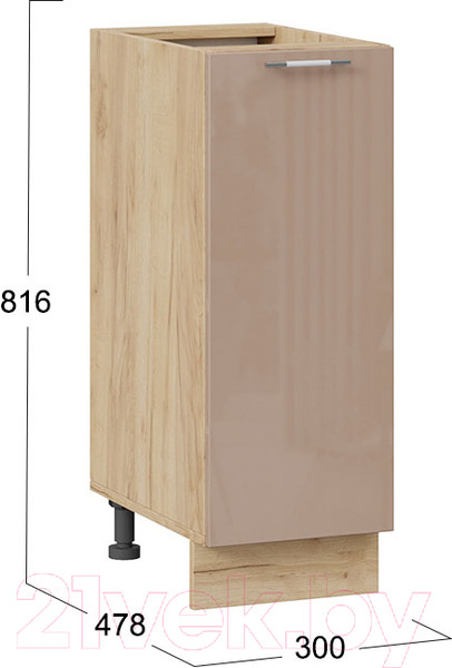 Изображение товара Шкаф-стол кухонный ТриЯ Весна 1Н3 (дуб крафт золотой/кофе с молоком)