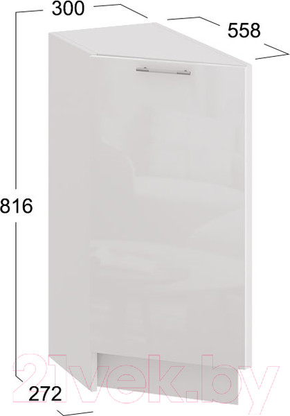 Изображение товара Шкаф-стол кухонный ТриЯ Весна 1Н3Т (белый/белый глянец)