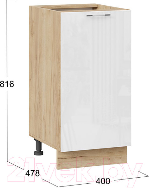 Изображение товара Шкаф-стол кухонный ТриЯ Весна 1Н4 (дуб крафт золотой/белый глянец)