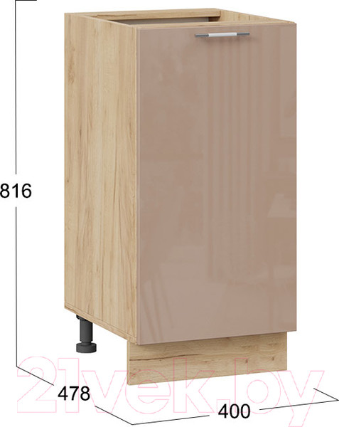 Изображение товара Шкаф-стол кухонный ТриЯ Весна 1Н4 (дуб крафт золотой/кофе с молоком)