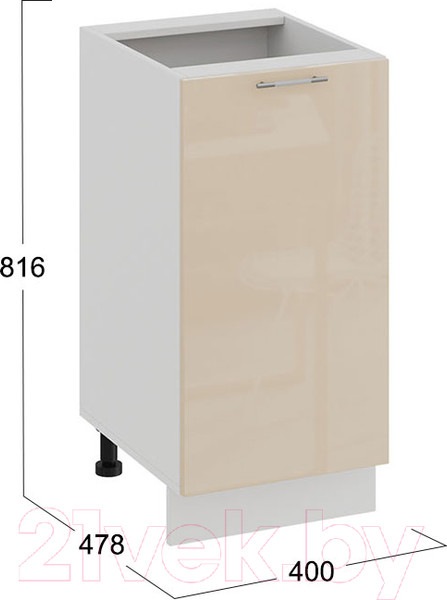 Изображение товара Шкаф-стол кухонный ТриЯ Весна 1Н4 (белый/ваниль глянец)