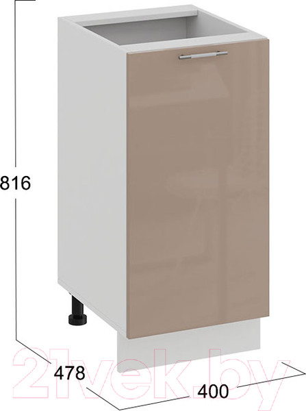 Изображение товара Шкаф-стол кухонный ТриЯ Весна 1Н4 (белый/кофе с молоком)