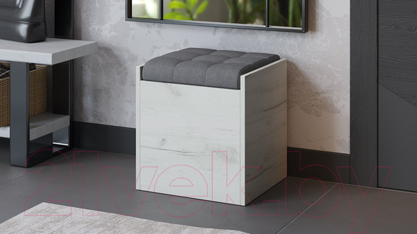 Изображение товара Банкетка ТриЯ Форест (дуб крафт белый/велюр серый)