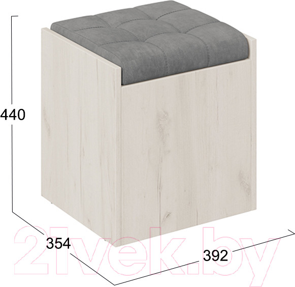 Изображение товара Банкетка ТриЯ Форест (дуб крафт белый/велюр серый)