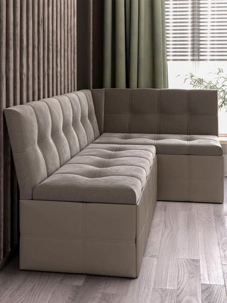 Изображение товара Уголок кухонный мягкий ТриЯ Домино исп.2 (кожзам светло-коричневый/велюр мокко светлый)