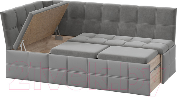 Изображение товара Уголок кухонный мягкий ТриЯ Домино исп.2 (кожзам серый/велюр серый)