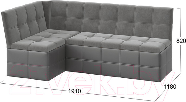 Изображение товара Уголок кухонный мягкий ТриЯ Домино исп.2 (кожзам серый/велюр серый)