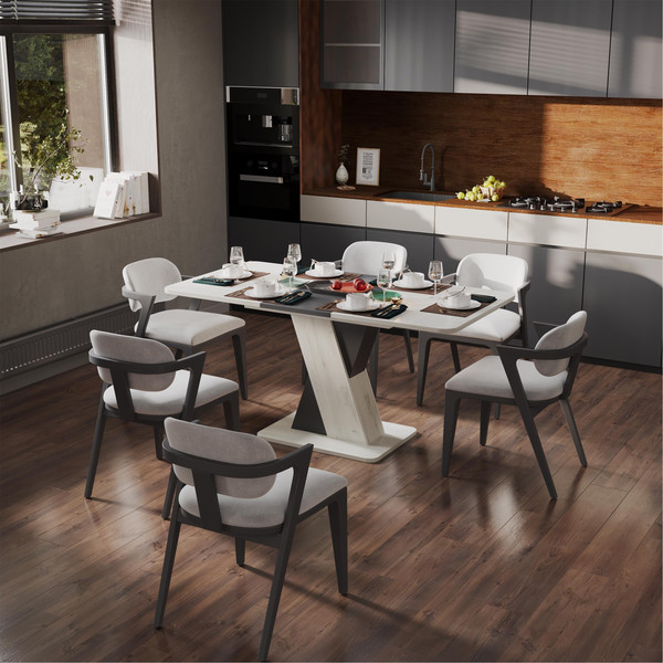 Изображение товара Обеденный стол ТриЯ Люксембург тип 3 (дуб крафт белый/серый)