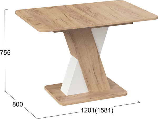 Изображение товара Обеденный стол ТриЯ Люксембург тип 3 (дуб крафт золотой/белый)