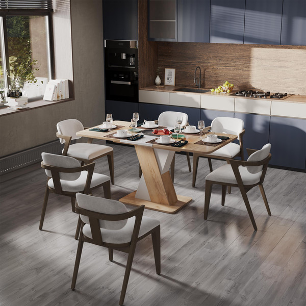 Изображение товара Обеденный стол ТриЯ Люксембург тип 3 (дуб крафт золотой/белый)