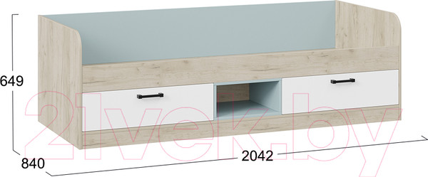 Изображение товара Кровать-тахта ТриЯ Оливер тип 1 80x200 (дуб крафт серый/белый/серо-голубой)