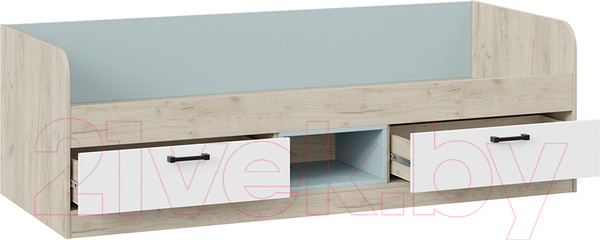 Изображение товара Кровать-тахта ТриЯ Оливер тип 1 80x200 (дуб крафт серый/белый/серо-голубой)