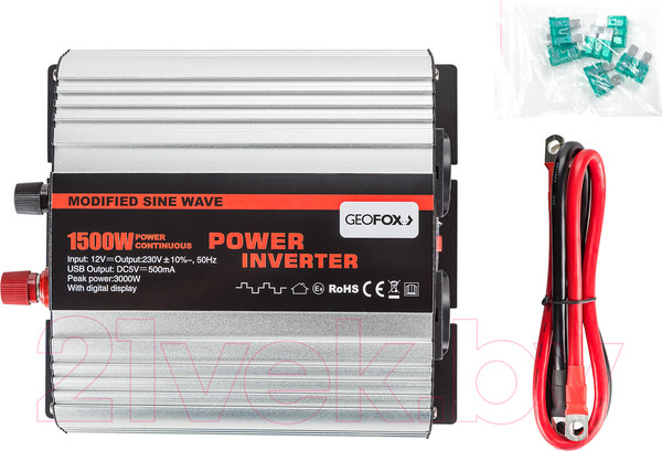 Изображение товара Автомобильный инвертор Geofox MD 1500W/12v (2 розетки)