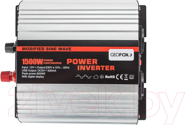 Изображение товара Автомобильный инвертор Geofox MD 1500W/12v (2 розетки)