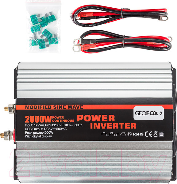 Изображение товара Автомобильный инвертор Geofox MD 2000W (2 розетки)
