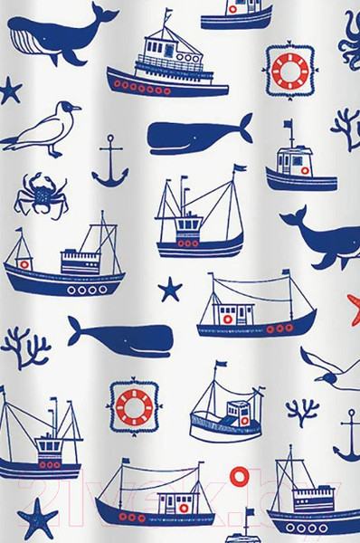 Изображение товара Шторка-занавеска для ванны V-line Гавань 180x180 (белый)