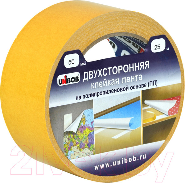 Изображение товара Скотч двухсторонний Unibob 28212 (50мм/25м)