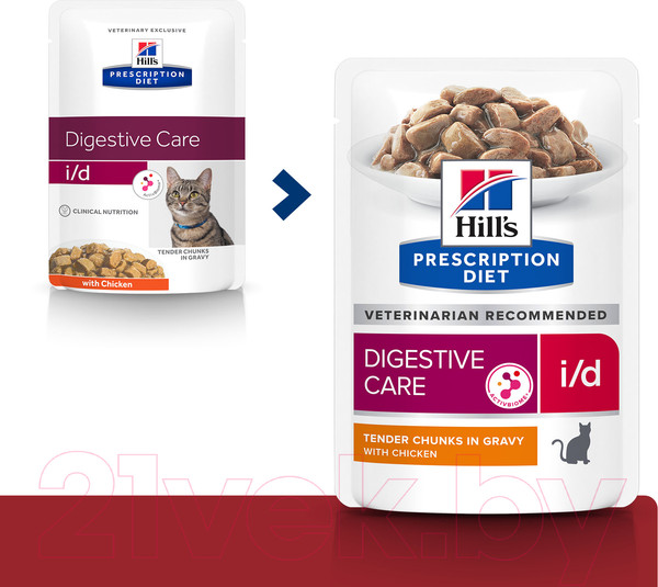 Изображение товара Влажный корм для кошек Hill's Prescription Diet i/d Feline with Chicken (85г)