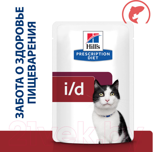 Изображение товара Влажный корм для кошек Hill's Prescription Diet i/d Feline with Salmon (85г)