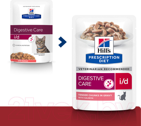 Изображение товара Влажный корм для кошек Hill's Prescription Diet i/d Feline with Salmon (85г)