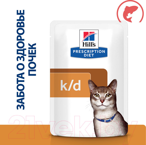 Изображение товара Влажный корм для кошек Hill's Prescription Diet k/d Feline with Salmon (85г)