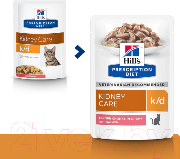 Изображение товара Влажный корм для кошек Hill's Prescription Diet k/d Feline with Salmon (85г)