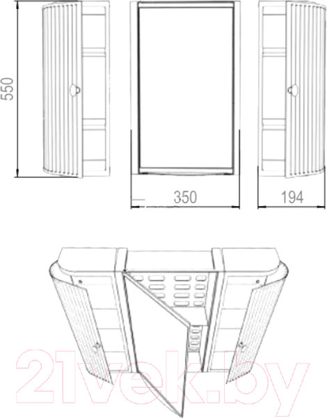 Изображение товара Шкаф с зеркалом для ванной Berossi Hilton Premium НВ 33501000 (снежно-белый)