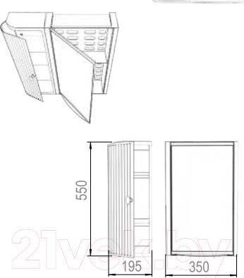 Изображение товара Шкаф с зеркалом для ванной Berossi Hilton Premium Left НВ 33601000 (снежно-белый)