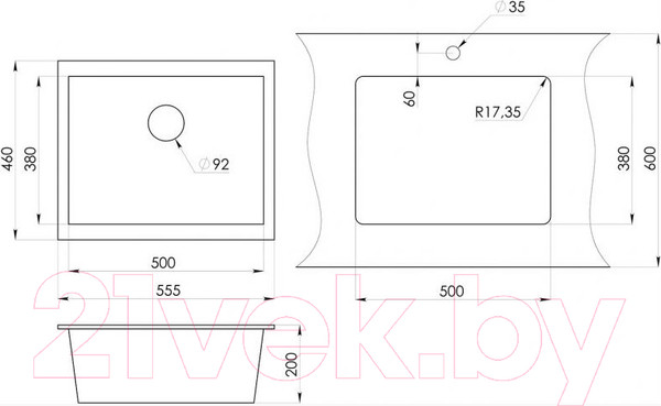 Изображение товара Мойка кухонная GRANULA GR-5551 (черный)