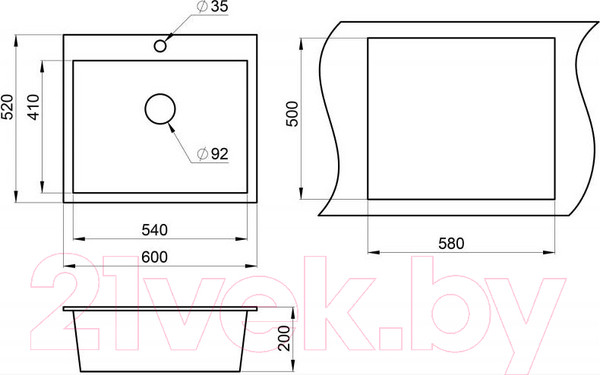 Изображение товара Мойка кухонная GRANULA GR-6001 (графит)