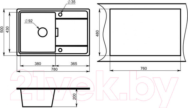 Изображение товара Мойка кухонная GRANULA GR-7804 (песок)
