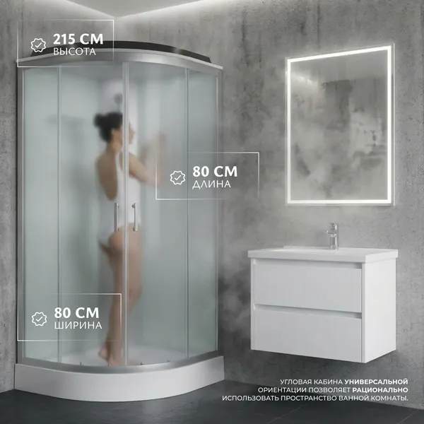 Изображение товара Душевая кабина Saniteco SN-180W (80x80)