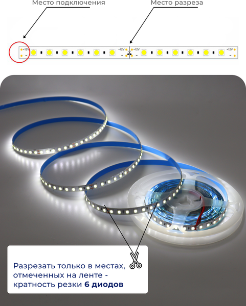 Изображение товара Светодиодная лента Truenergy 24V-120D 9.6W/m 6000K IP20 / 16519 (5м)