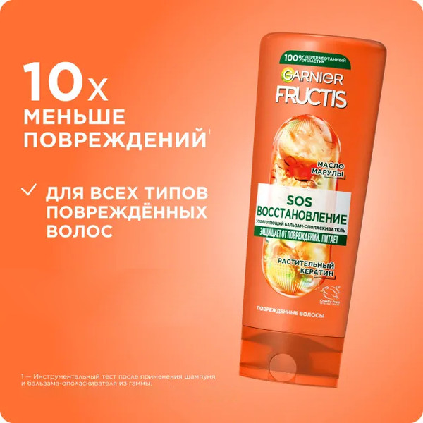 Изображение товара Набор косметики для волос Garnier Fructis SOS-восстановление Шампунь 400мл+Бальзам 387мл