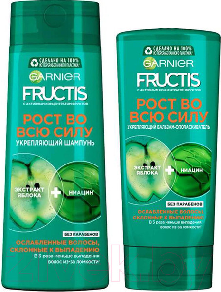 Изображение товара Набор косметики для волос Garnier Fructis Рост во всю силу и укрепление Шампунь+Бальзам (250мл+200мл)