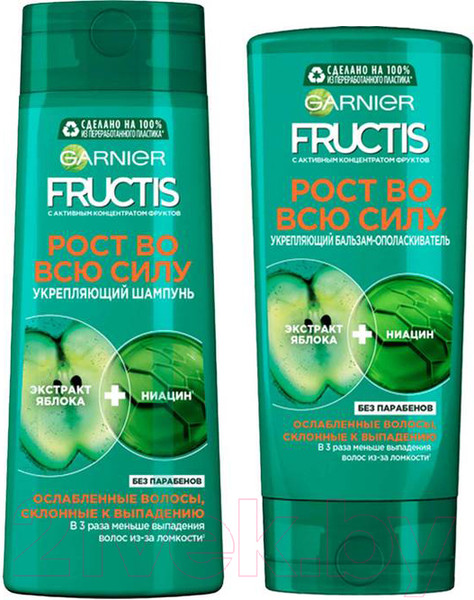 Изображение товара Набор косметики для волос Garnier Fructis Рост во всю силу укрепление Шампунь 400мл+Бальзам 387мл