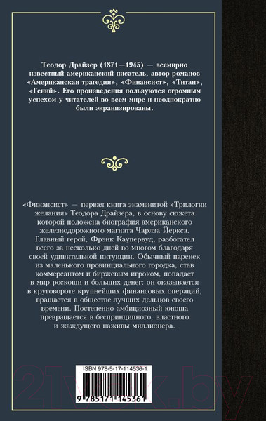Изображение товара Книга АСТ Финансист. Лучшая мировая классика (Драйзер Т.)