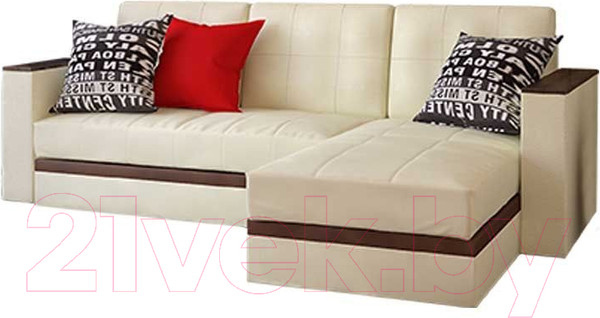 Изображение товара Диван угловой Асмана Фаворит без бара (исскуственная кожа бежевый матовый)