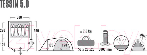 Изображение товара Палатка High Peak Tessin 5 / 10228 (nimbus grey)